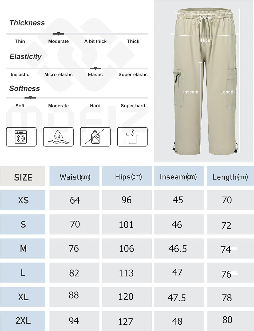 MoFiz Cargo Shorts Damen Wandershorts Lightweight Trekking Caprihose Sommer Outdoorhose mit Reissver