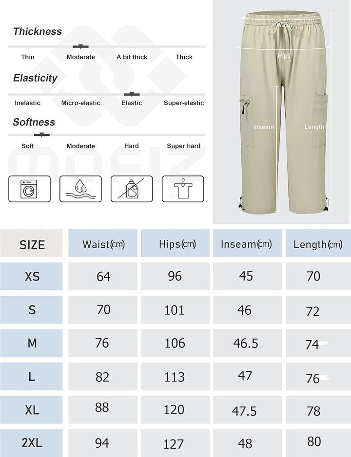 MoFiz Cargo Shorts Damen Wandershorts Lightweight Trekking Caprihose Sommer Outdoorhose mit Reissver
