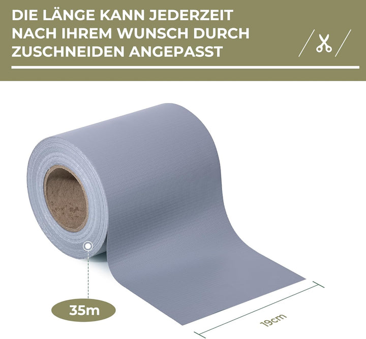 Sichtschutzstreifen Zaun 35 m x 19 cm inkl.20 Clips, PVC Sichtschutz Zaunfolie Sichtschutzstreifen D