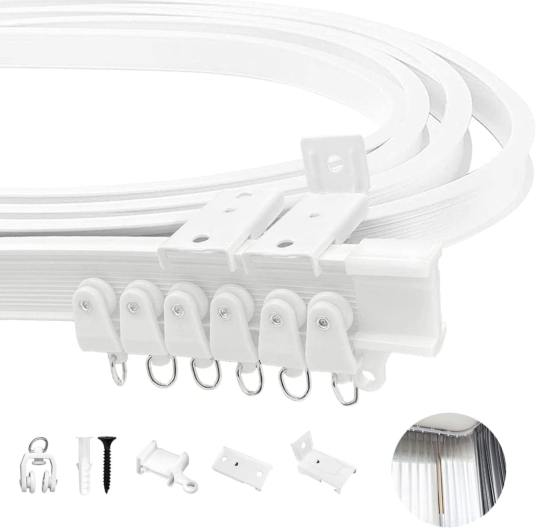 Xnuoyo Flexible Biegbare Decken-Vorhangschiene, 3 Meter Gebogene Vorhangschiene, Metall-Legierung Ra