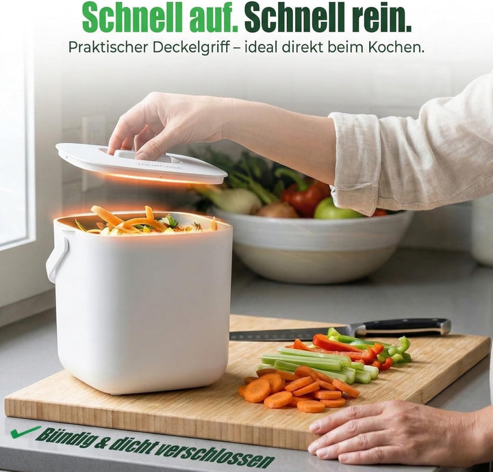 YourCasa® Biomülleimer Küche - 7L - Komposteimer Küche für alltäglichen Biomüll Behälter - Spülmasch