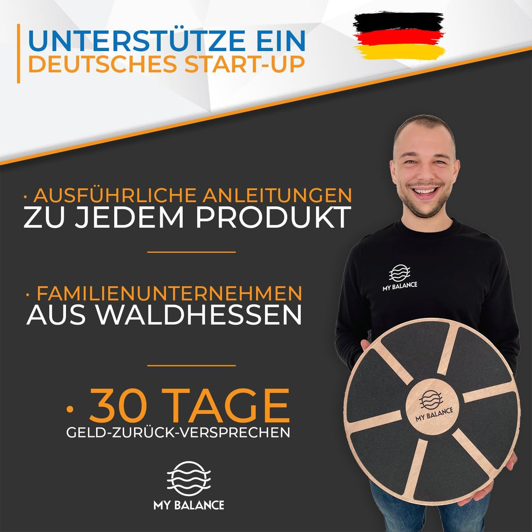 My Balance Premium Balance Board inkl. Antirutschmatte, Hochwertiges Wackelbrett mit E-Book, Stärkt