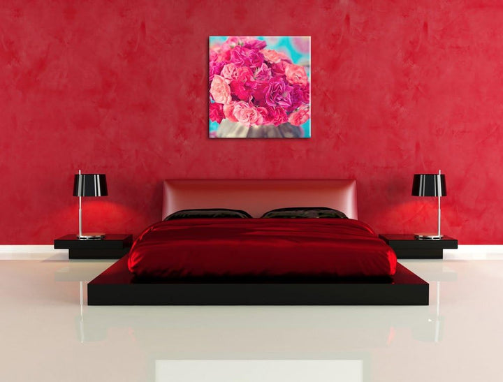 Pixxprint Blumen, Format: 70x70 auf Leinwand, XXL riesige Bilder fertig gerahmt mit Keilrahmen, Kuns