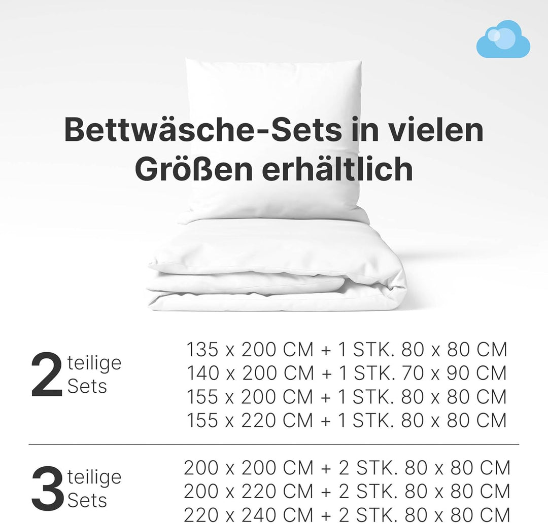 etérea Microfaser Bettwäsche Mandala 200x220 3er Set - Bügelfrei mit Reissverschluss - Allergiker ge