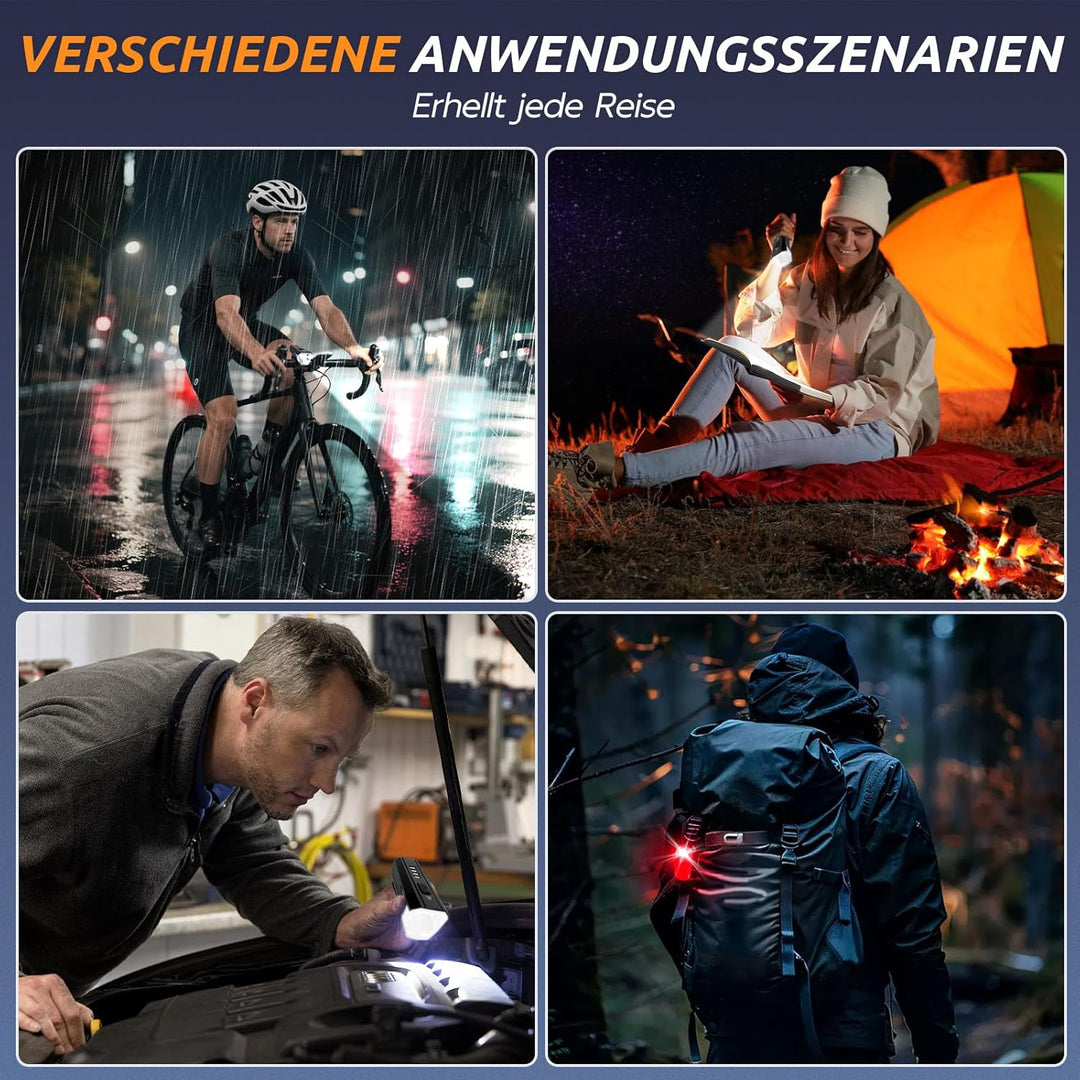 Fahrrad Licht Set Powerful USB, Fahrradlampe Vorne und Hinten Rechargeable, Wasserdicht IPX6, Kabell
