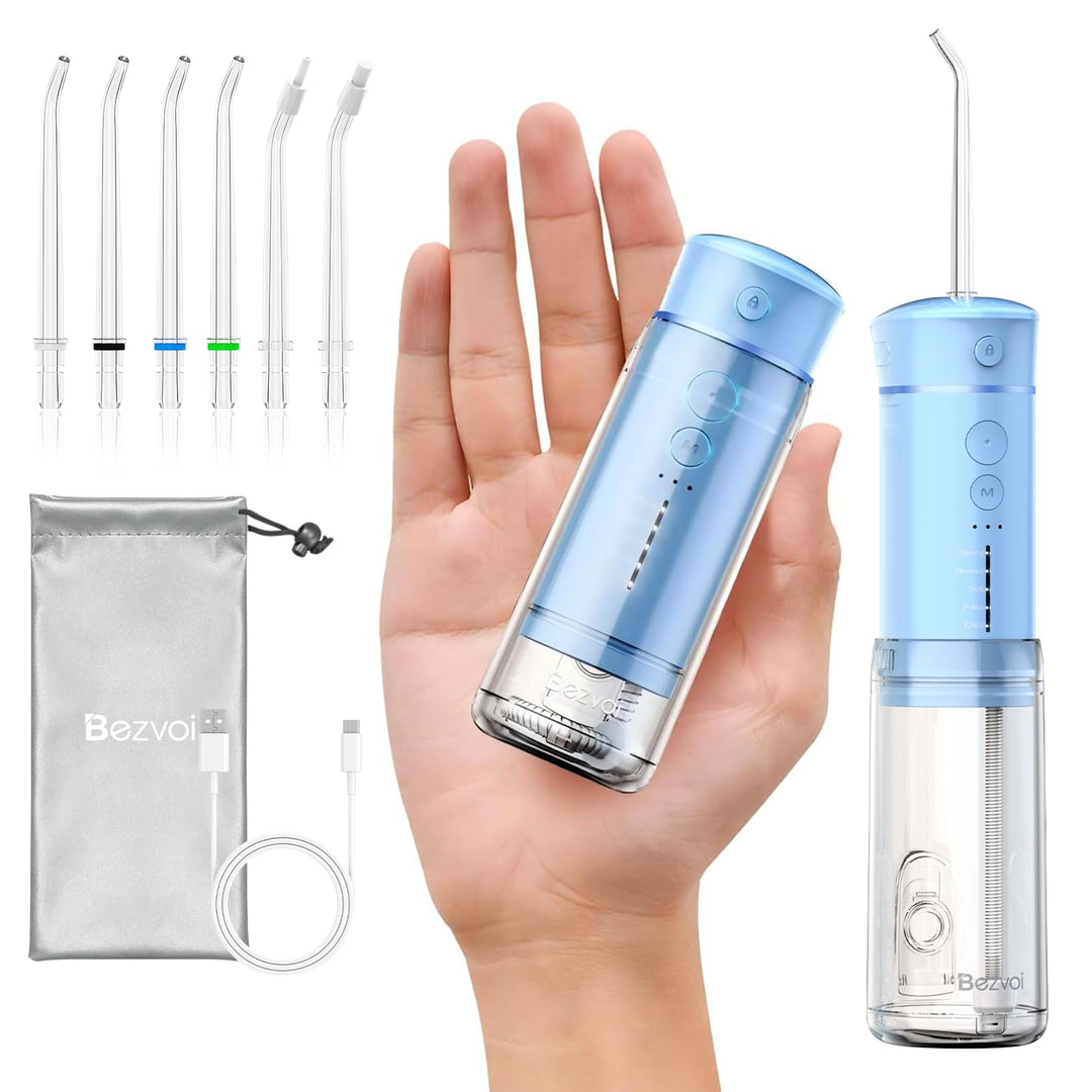 Reise Munddusche Kabellos Zahnreinigung: Oral Irrigator mit 5 Modi, 180ML Wassertank IPX7 Wasserdich