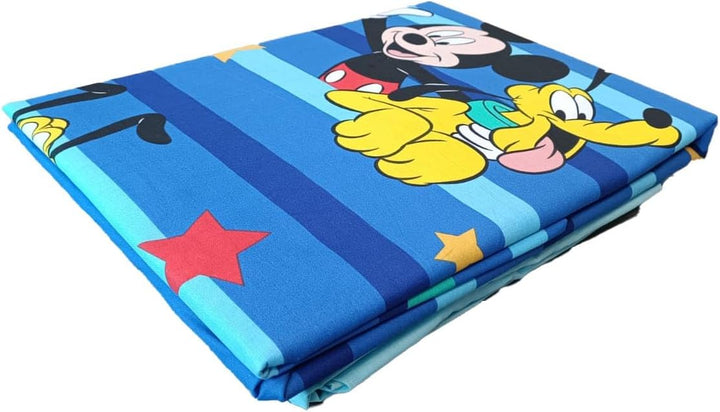 Mickey Mouse Mickey Mouse, Einzelbett-Bettlaken, Spannbettlaken, Kissenbezug, Blau, Disney, 100% Bau