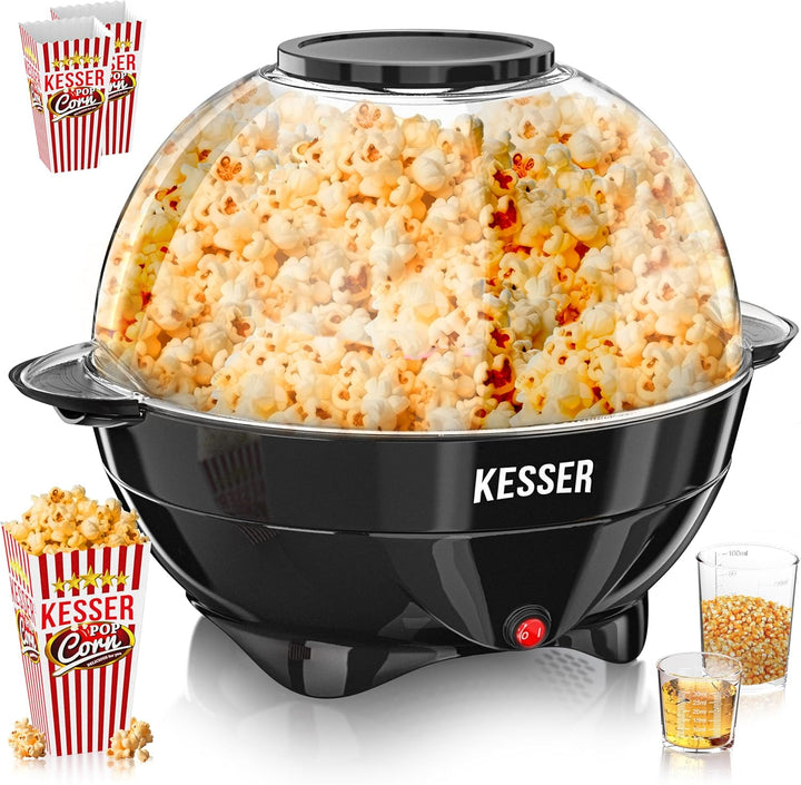 KESSER® Popcornmaschine Gross 800W Popcorn-Maker 5,5l Inhalt mit Antihaftbeschichtung Deckel & Servi