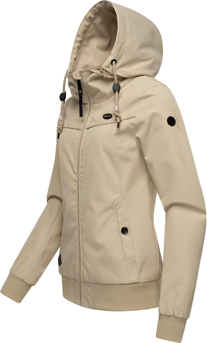 Ragwear Damen Übergangjacke wasserdicht (Wassersäule: 4.000 mm) leichte Jacke kurz mit abnehmbarer K