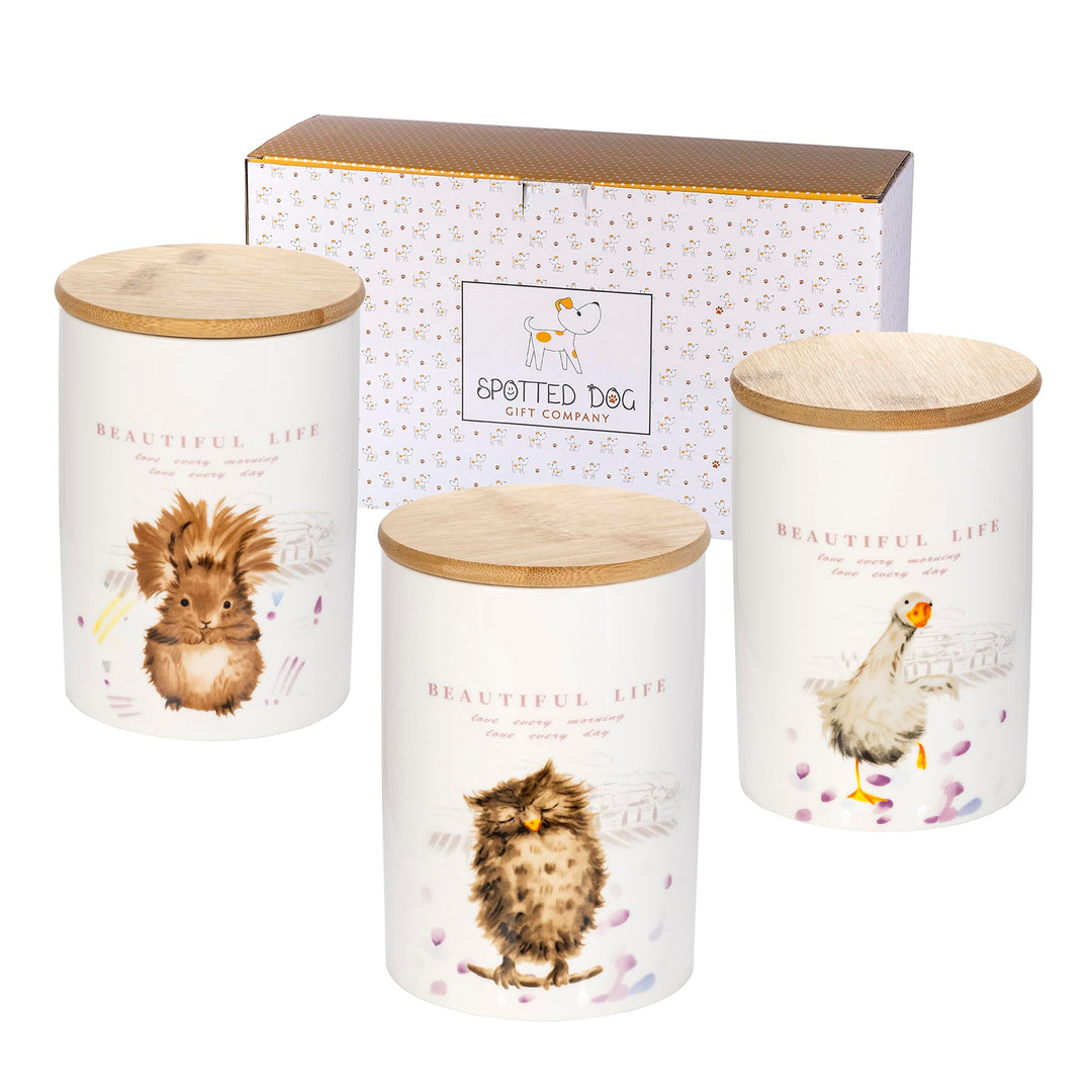 SPOTTED DOG GIFT COMPANY Vorratsdosen Keramik mit Deckel Luftdicht - 3 Vorratsbehälter vielseitig fü