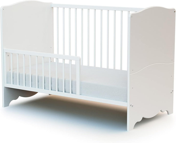 AT4 – Babybettgitter 120 cm FESTIVEE Weiss – 120 x 32 x 4 cm | Einfach zu installieren | MassivHolz,