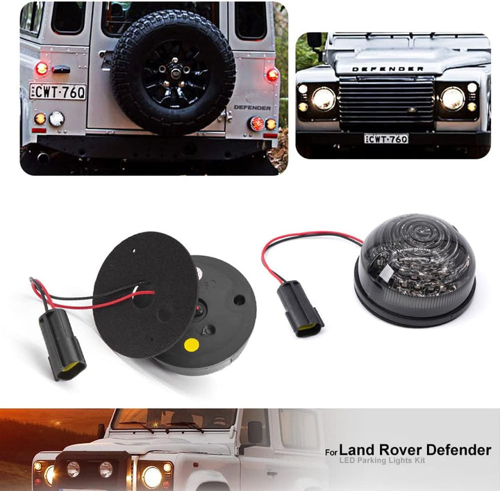 NSLUMO 8 Stueck 73mm Geräucherte Linse Defender LED Licht Units Bernstein Anzeigeseitenlicht Hintere