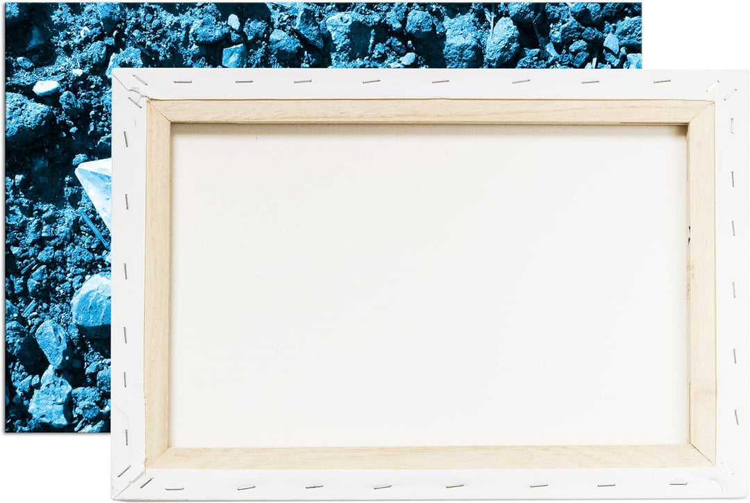 deyoli zerbrochener Kristall Format 80x60 Effekt: Monocrome Blau als Leinwandbild, Motiv fertig gera