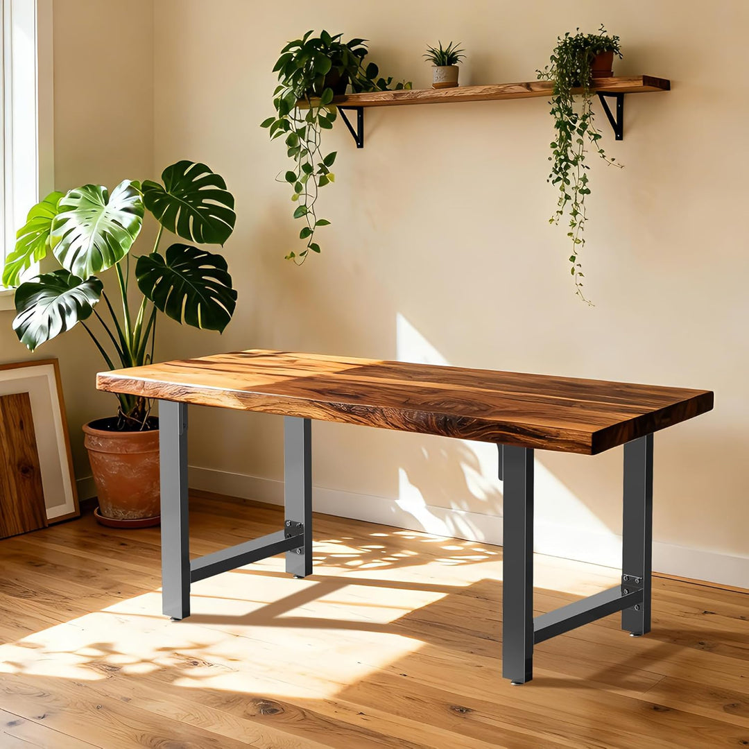 Wiltec Tischkufen Tischbeine aus Vierkantprofilen 60x72cm lackierter Stahl klarlackbeschichtet Tisch