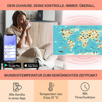 Klarstein Air Art Smart Infrarotheizung, Infrarot Heizung mit IoT/WiFi App-Steuerung, Erkennung Offe