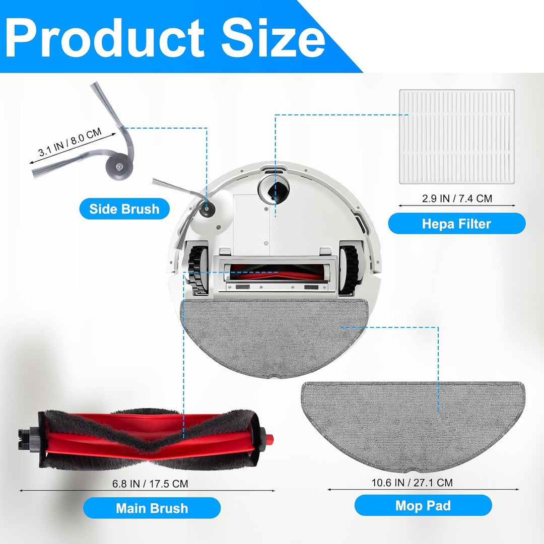 Ersatzteile ZubehörSet für Roborock Q7 M5 / Q7 M5+ / Q7 L5 / Q7 L5+ Saugroboter, 1 Hauptbürsten, 4 H