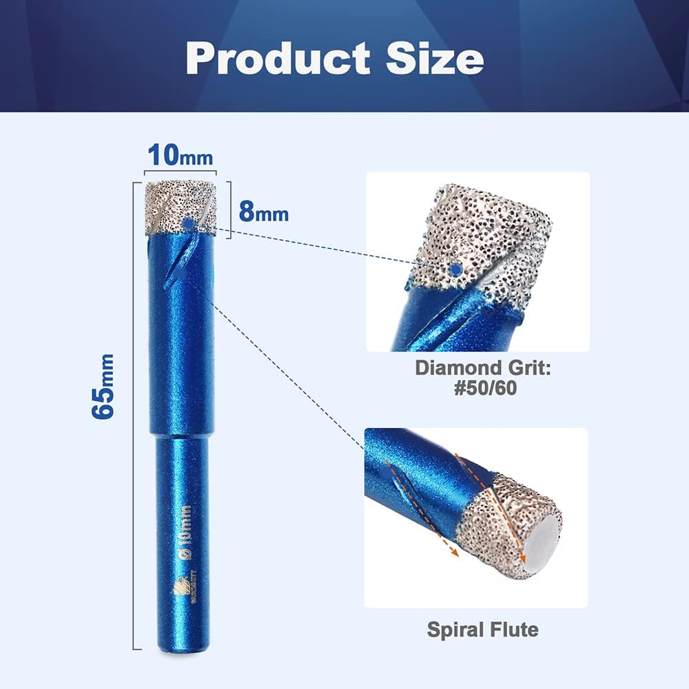 Diamant Trockenbohrer Fliesenbohrer 10mm - BRSCHNITT 5 Stück Diamant Bohrkrone - Lochsäge für Kerami