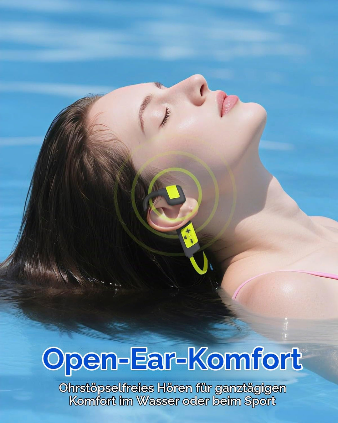 MONODEAL Knochenschall Kopfhörer Schwimmen Bluetooth 5.4 IP68 Unterwasser 8G MP3 Open Ear Sport-Kopf