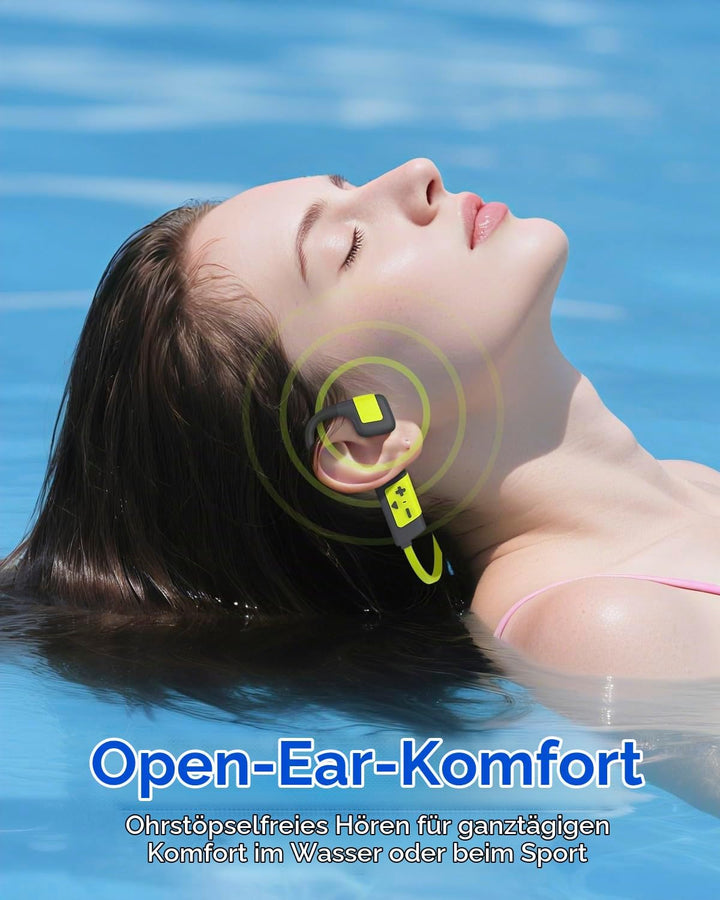 MONODEAL Knochenschall Kopfhörer Schwimmen Bluetooth 5.4 IP68 Unterwasser 8G MP3 Open Ear Sport-Kopf