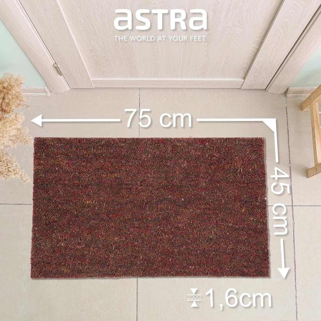 Astra Moderne Fussmatte Haustür - Kokosmatte 2er Set 45x75cm braun - rutschfeste Schmutzfangmatte ro