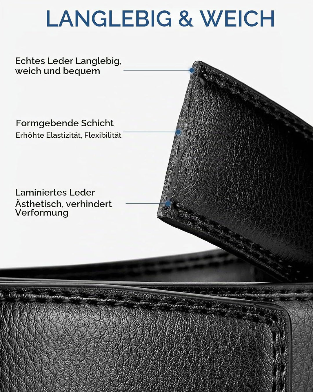 BOSTANTEN Gürtel Herren, Ledergürtel für Herren mit Ratsche Automatikschliesse Business Anzug Gürtel