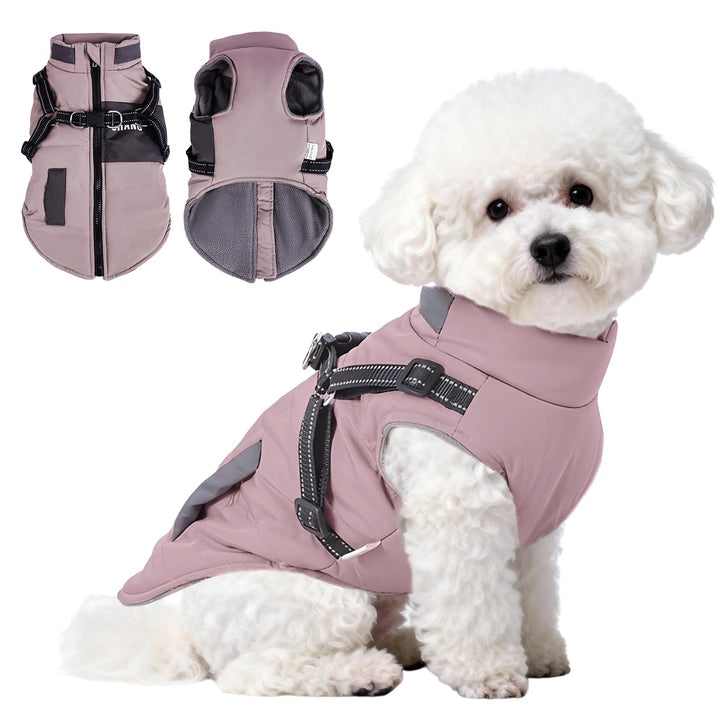 ZoneYan Hundejacke Winterweste Jacken, Warme Reflektierend Hundemäntel mit Geschirr Wasserdicht, Hun