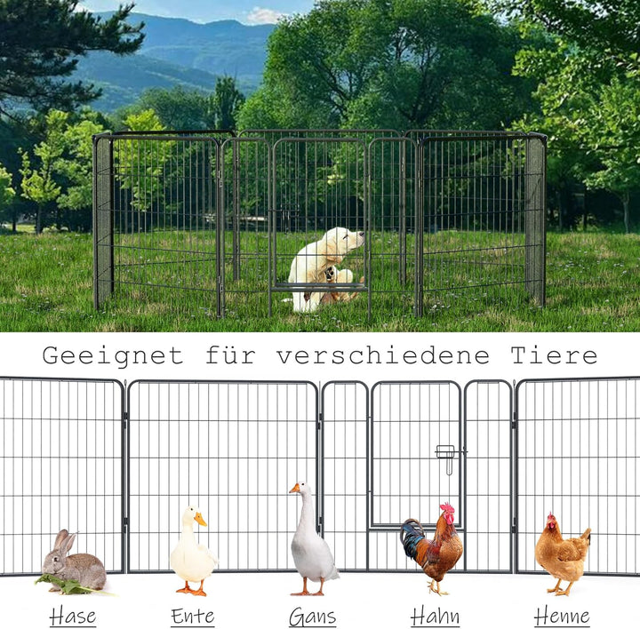 QianRuiDa Welpenauslauf 80 cm hoch 8-teilig Freilaufgehege für Hunde Hundezaun Hundelaufstall Freige