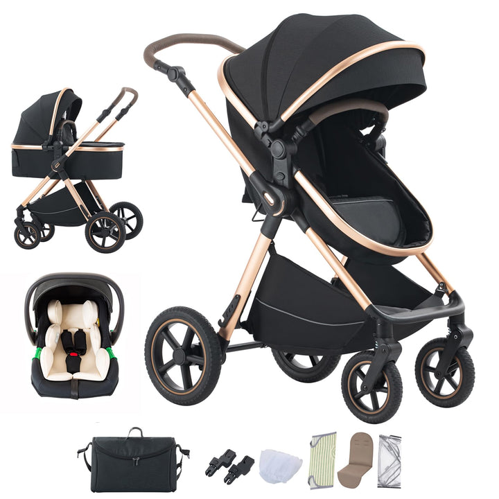 kinderwagen 3 in 1 Kombikinderwagen für Neugeborene robustes leichtes Aluminiumgestell geeignet bis