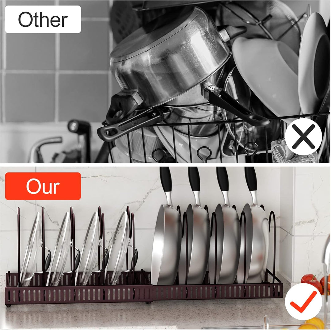 Fousenuk Topfdeckelhalter, Topfdeckel Aufbewahrung mit 10 Verstellbaren Fächern, Küche Pfannen Organ