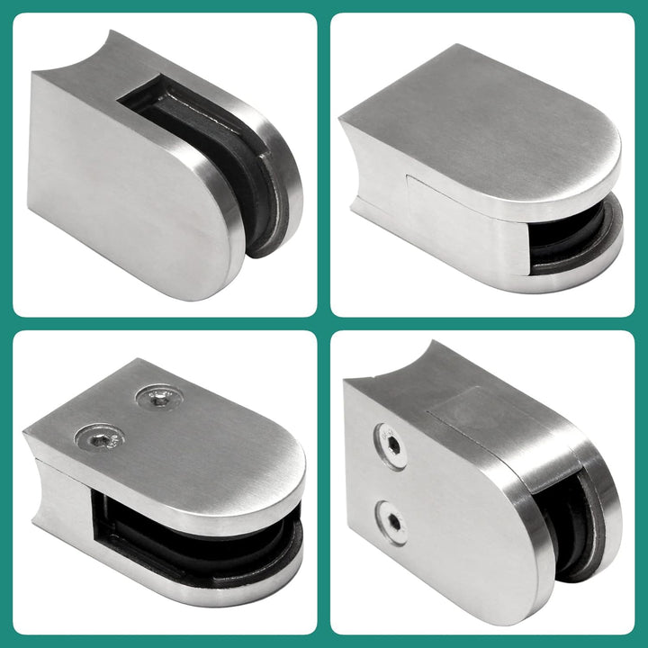 PRIOstahl Glashalter 4 Stück Glasklemme Klemmhalter Glashalter mit Sicherungsplatte + Sicherungsstif