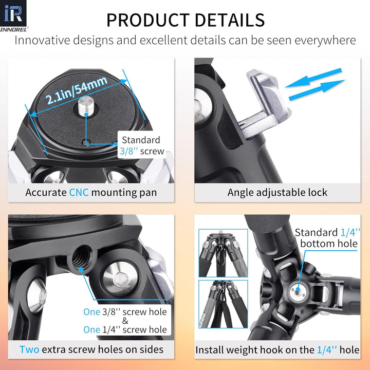 Karbonfaser-Stativ-INNOREL KT284C Super tragbares Reisestativ für DSLR-Kamera Robuster kompakter Stä