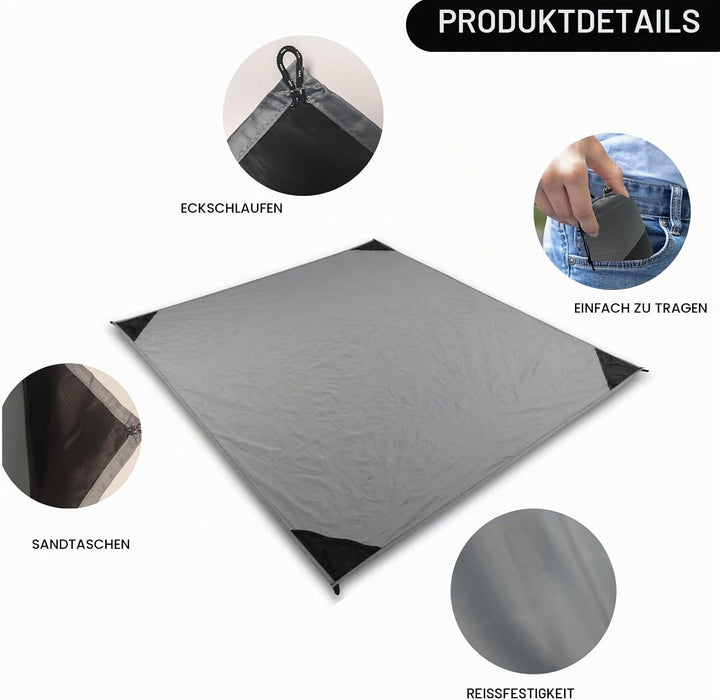 Picknickdecke 200x210cm,Ultraleicht Tragbare Stranddecke,4 Befestigung Ecken Sandabweisende Camingde