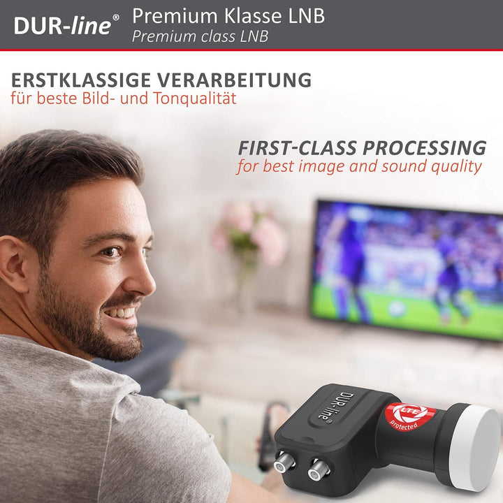 DUR-line +Ultra Twin LNB - 2 Teilnehmer schwarz - mit LTE-Filter [ Test SEHR GUT *] 2-Fach, digital