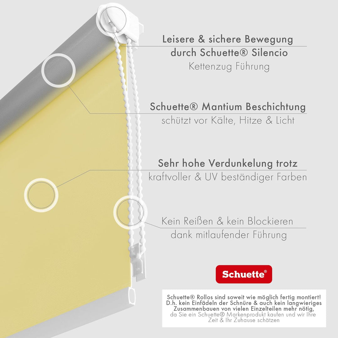 Schuette® Verdunkelungsrollo ohne Bohren/mit Bohren 2in1 ● Thermo Rollo Kollektion: Sandy Shore (Bei