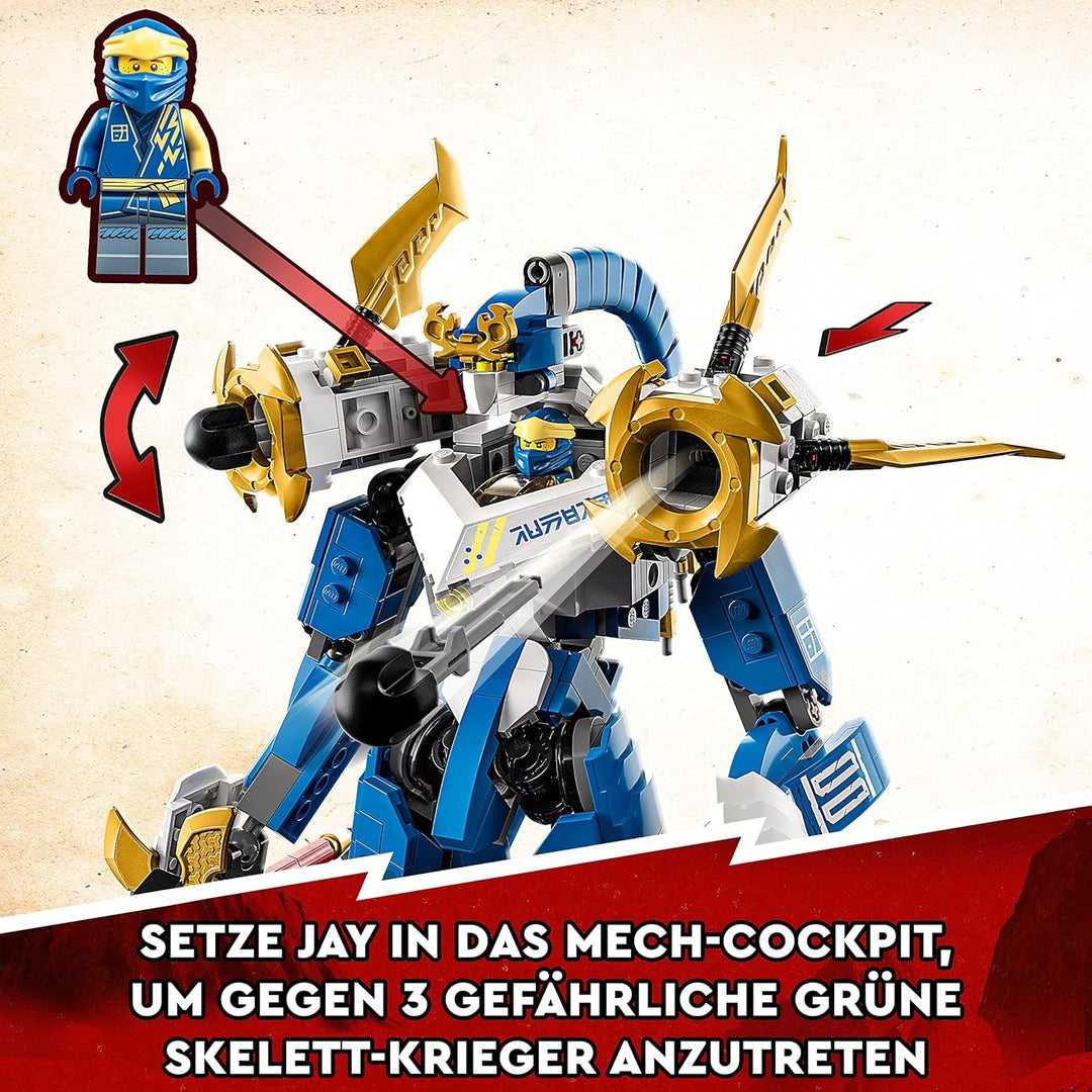 LEGO 71785 NINJAGO Jays Titan-Mech, Ninja-Spielset mit Jay, NYA und grüner Skelett-Krieger Minifigur