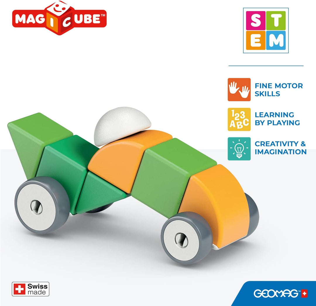 Geomag 202BLME Magnetic dice for Children, Green Yellow, 13 Pieces