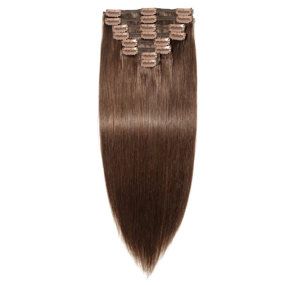 SEGO Clip in Extensions Echthaar 8 Tressen Doppelt Tressen Haarverlängerung 100% Remy Human Haar für