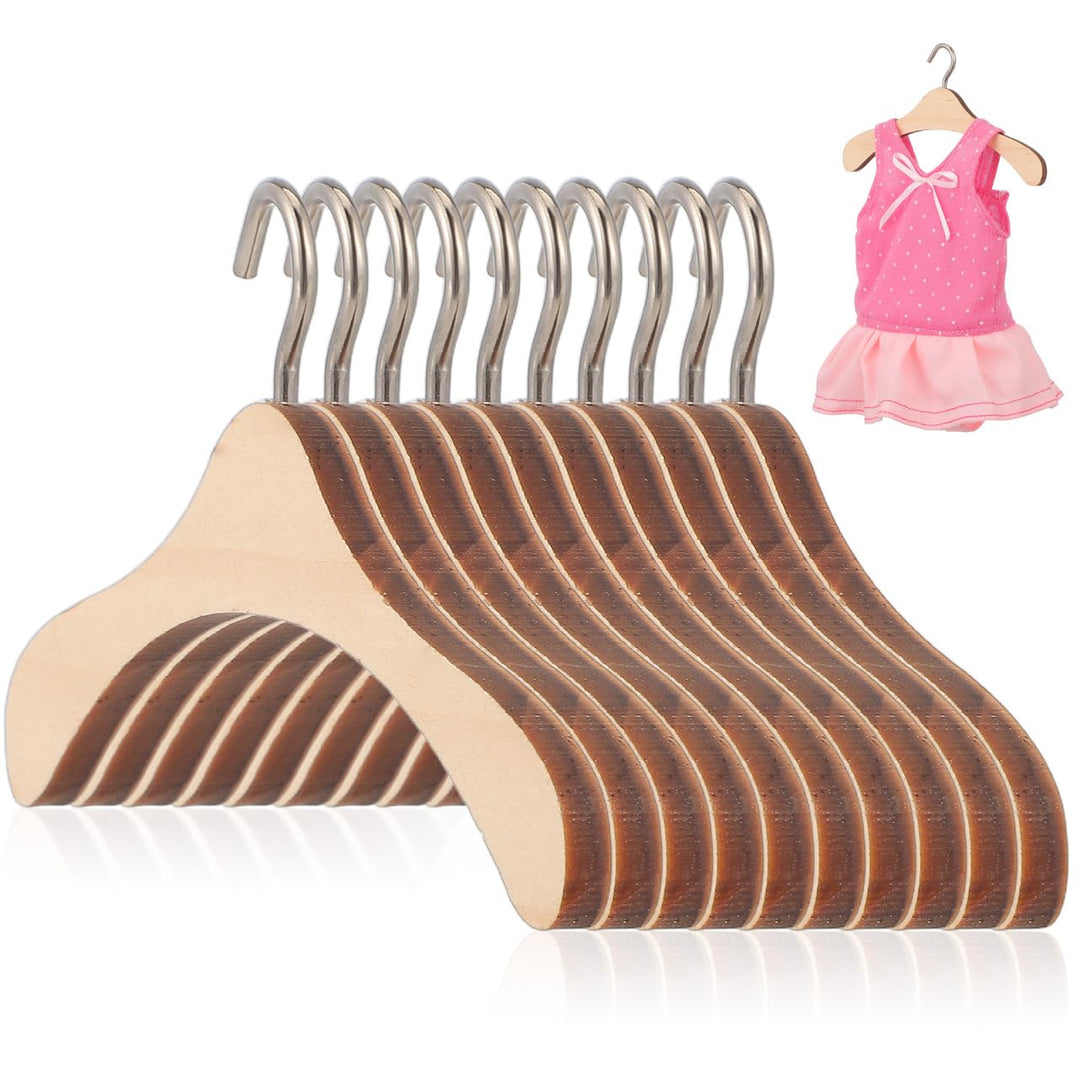 Rosenice Kleiderbügel für Puppen, Aufhängung aus Holz, 1/3-BJD-Puppen, 10 Stück