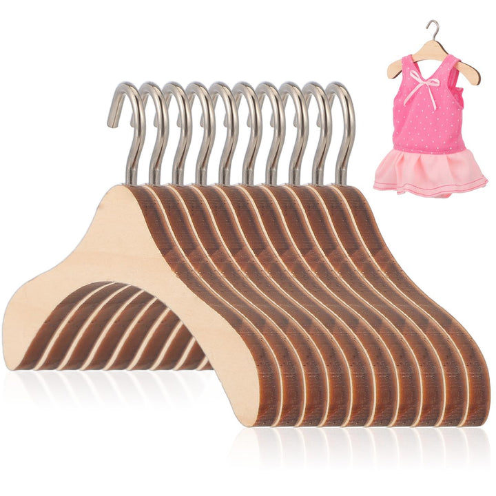 Rosenice Kleiderbügel für Puppen, Aufhängung aus Holz, 1/3-BJD-Puppen, 10 Stück