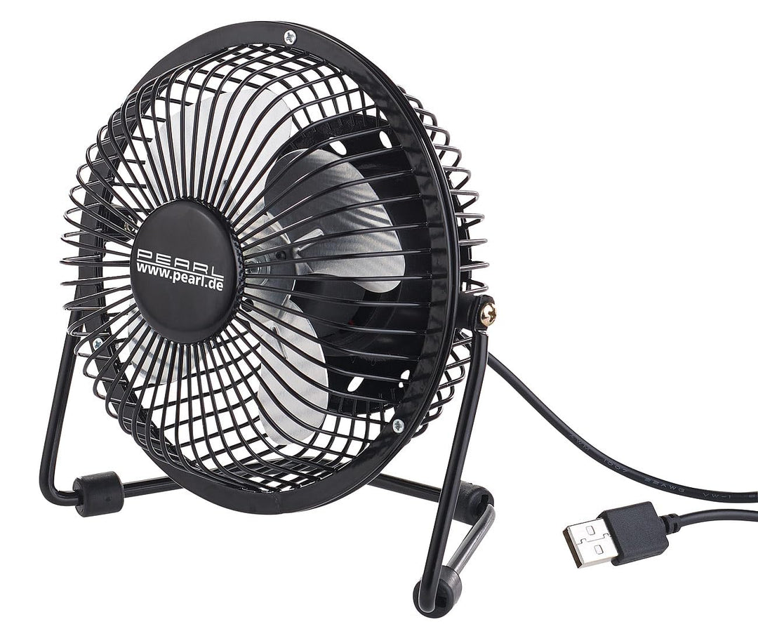PEARL Mini Lüfter: Mini-USB-Tischventilator, Vollmetall, neigbar um 360°, 2,5 W, Ø 15 cm (Ventilator