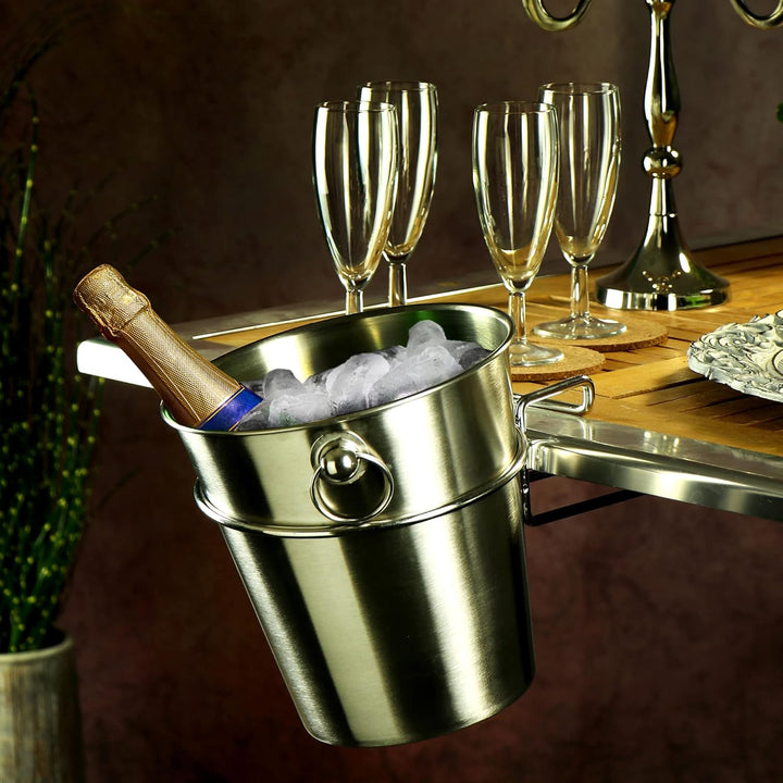 com-four® 3x Sektkühler aus Edelstahl mit Tischhalter | Kühlkübel für Sekt, Wein, Champagner - edler