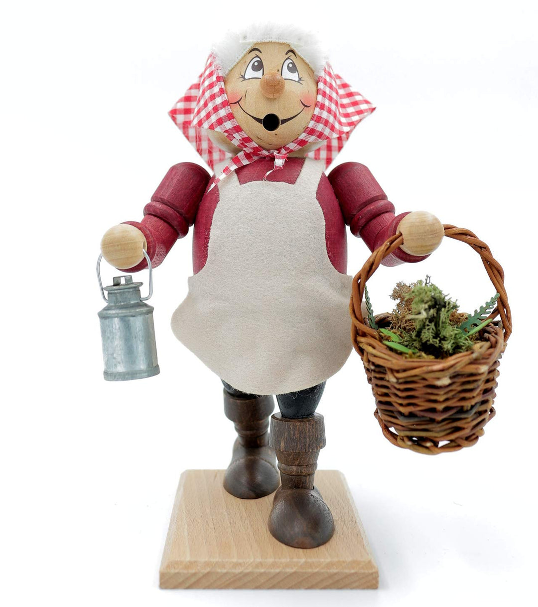 Kuhnert - Original Erzgebirgische Holzkunst Räuchermann Räucherfigur 22cm - Kräuterfrau