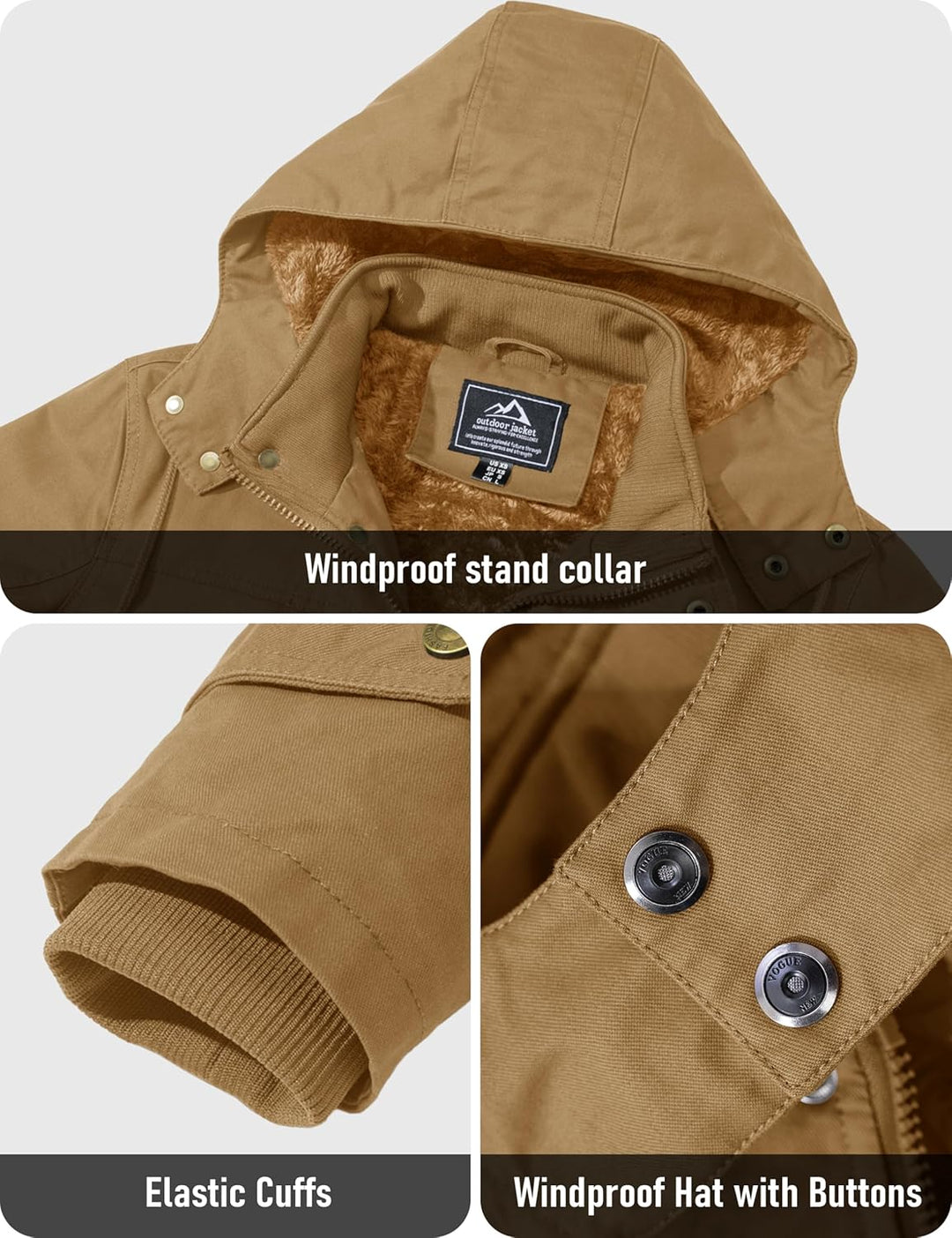 MAGCOMSEN Winterjacke Herren Warm Gefüttert Jacke Fleece Winterparka Winddicht Outdoor Übergangsjack