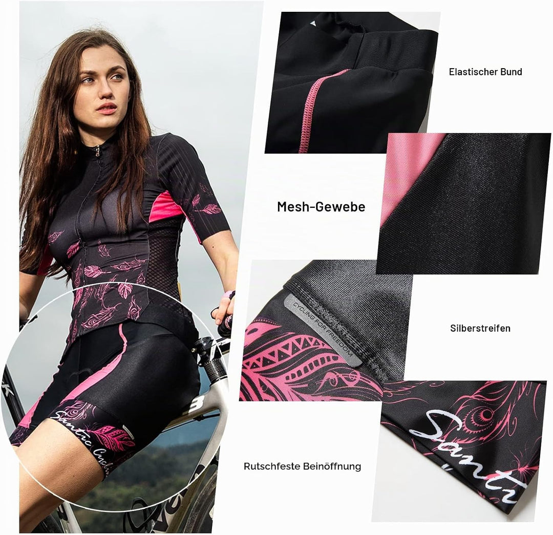 Santic Fahrradhose Damen Gepolstert Kurz Radlerhose Damen Radhose XL 3-rosa, XL 3-rosa