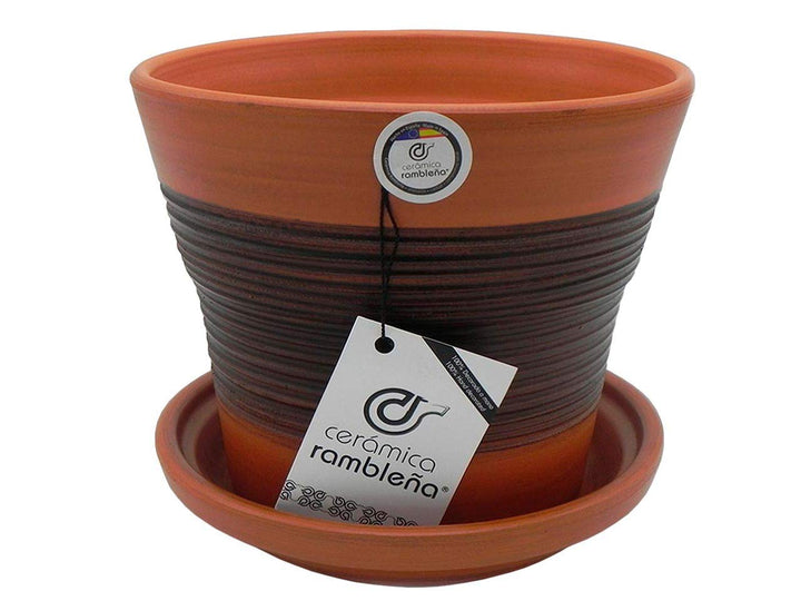 CERÁMICA RAMBLEÑA | Rote Tontöpfe | Dekorative Töpfe | Keramiktöpfe | Outdoor-Töpfe |100% handgefert