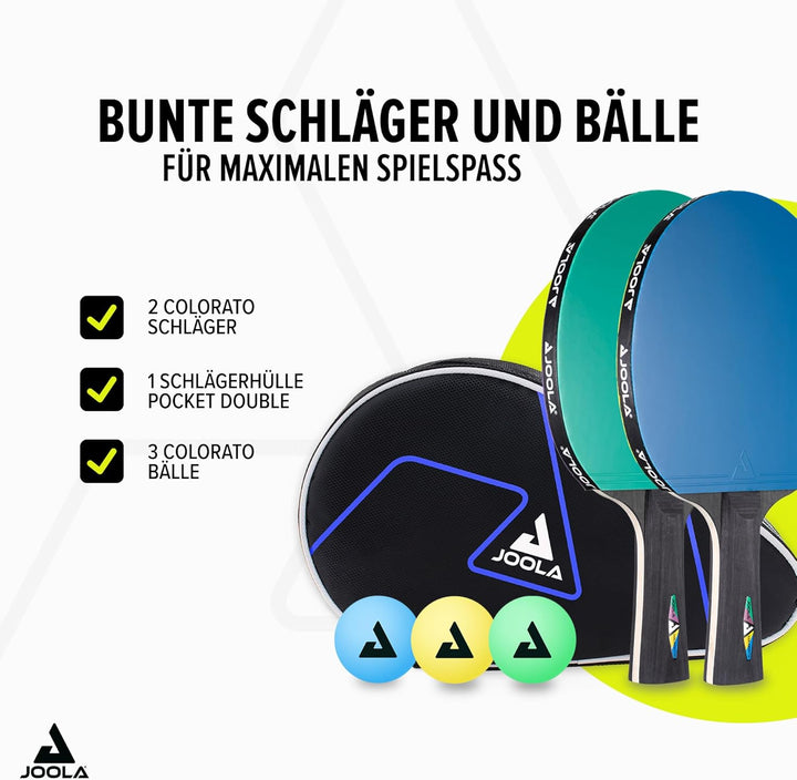 JOOLA Tischtennisschläger Set Colorato, Colorato Duo und Black&amp;White - Ideal für Familien, Anfänger