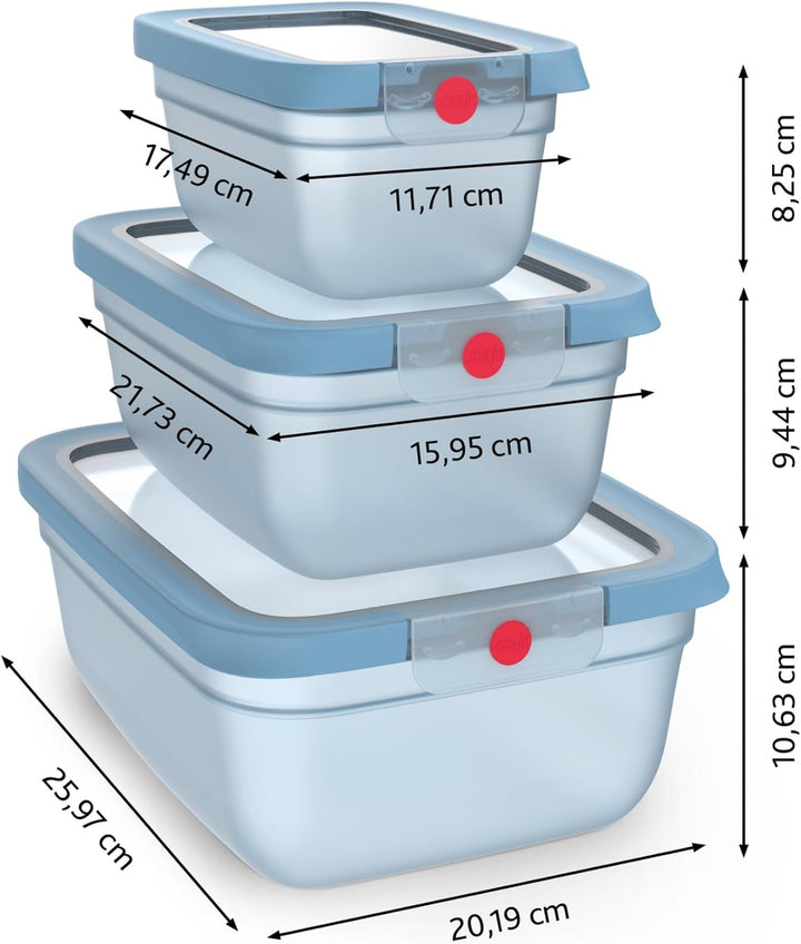 EMSA oneClick Frischhaltedosen, 0,75L, 1,5L, 3,0L, Lebensmittel 2 x länger frisch, 100% dicht, Made
