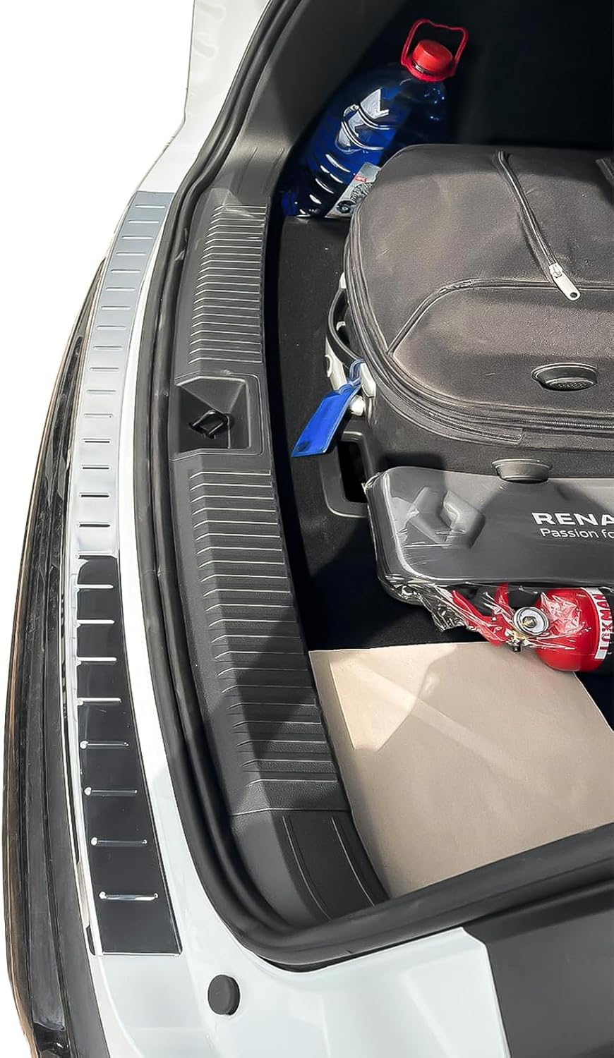 RECAMBO Ladekantenschutz Edelstahl Hochglanz poliert, Chrom Look - kompatibel für Renault Austral -