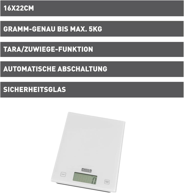 Original Kaiser Inspiration Küchenwaage digital, grammgenaue Haushaltswaage, Tara-Funktion, 5kg Maxi
