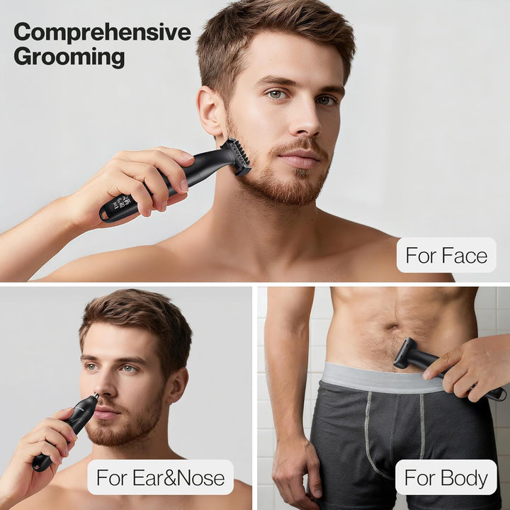 BarberBoss 3-in-1 Präzisionstrimmer Herren Bart- und Haarpflegeset für Männer, Körperpflege, Nasen-